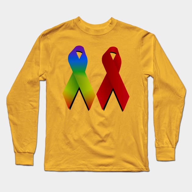 LGBTQ Gay and Aids Support ribbons Long Sleeve T-Shirt by KZK101